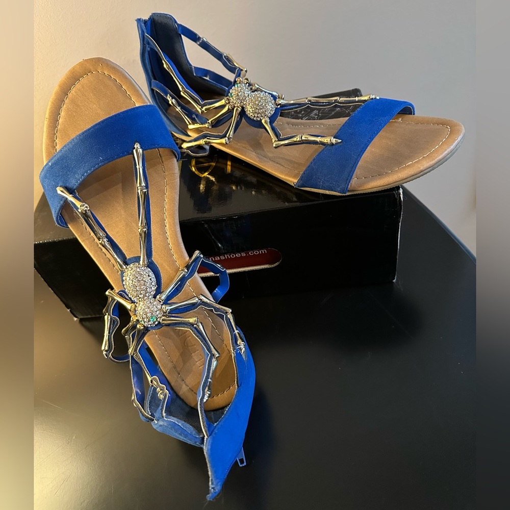 LILIANA RHINESTONE SPIDER SANDALS SZ 10